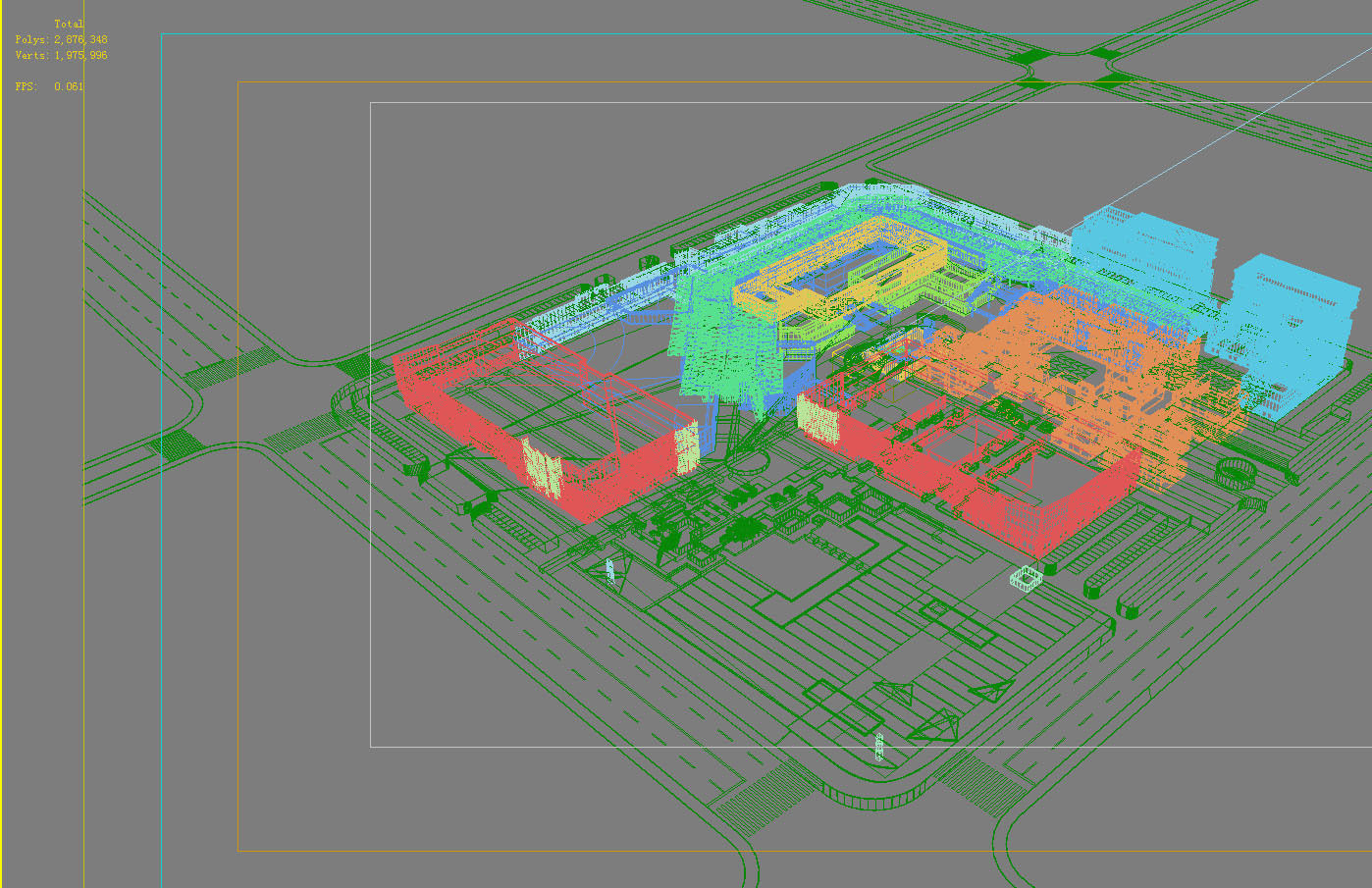 Architecture shopping mall in middle of city 3D model_1