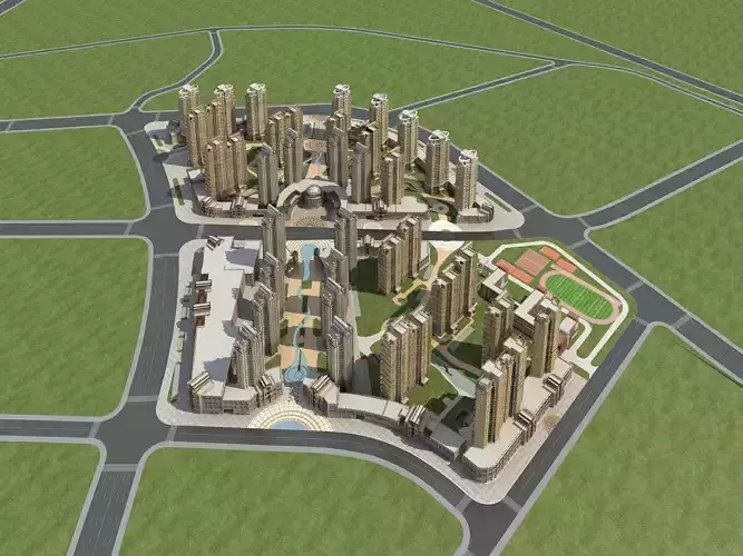 Architecture residential complex in middle of area