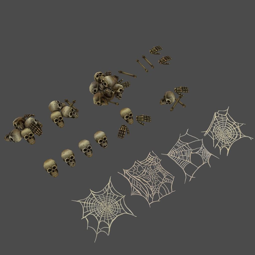 Low Poly Cemetery Halloween Set Low-poly 3D model_5