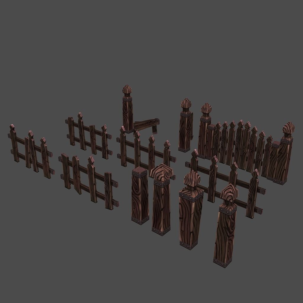 Low Poly Cemetery Halloween Set Low-poly 3D model_7