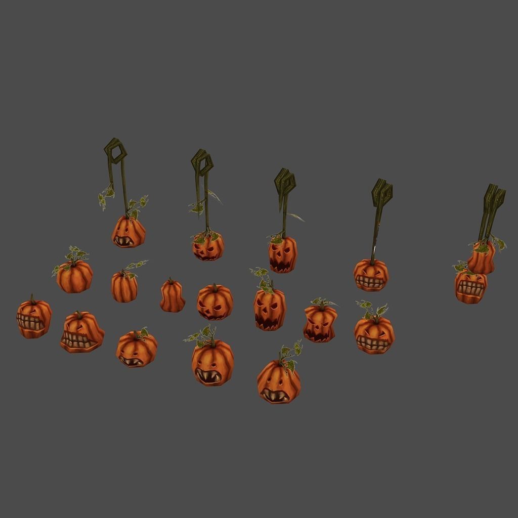 Low Poly Cemetery Halloween Set Low-poly 3D model_8