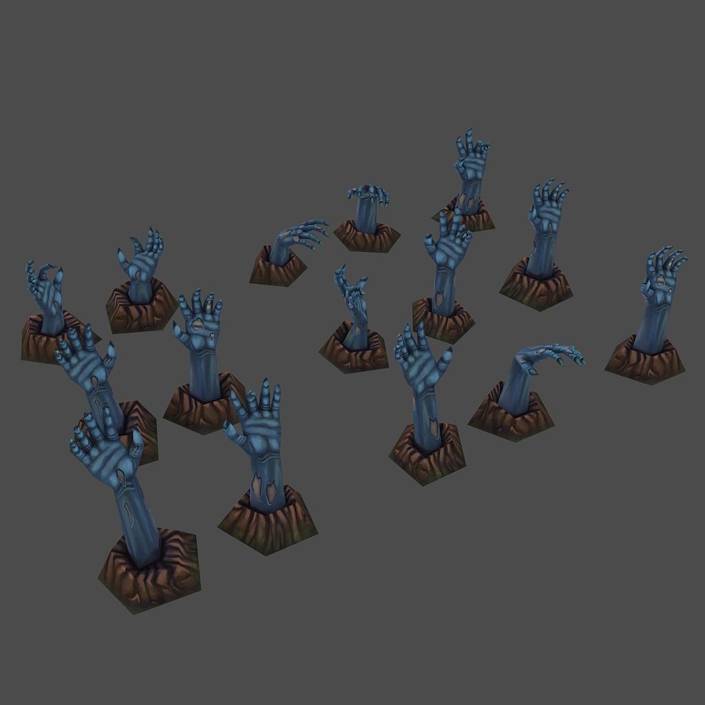Low Poly Cemetery Halloween Set Low-poly 3D model_4