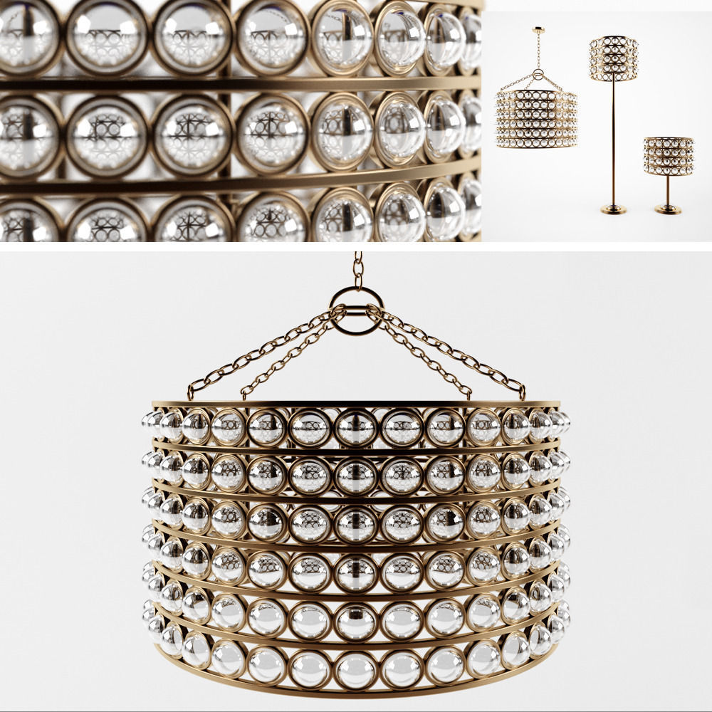 LIGHT SET chandelier with crystals 3D model_1