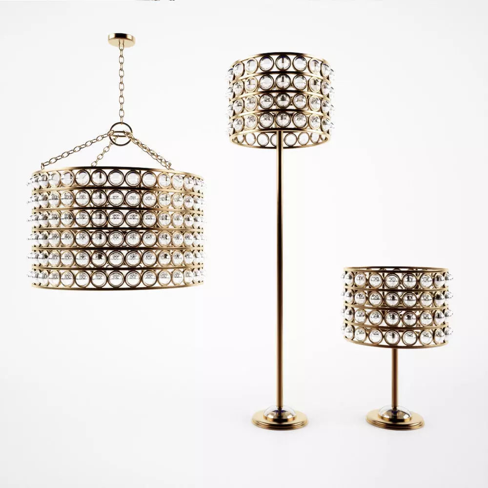 LIGHT SET chandelier with crystals 3D model_0