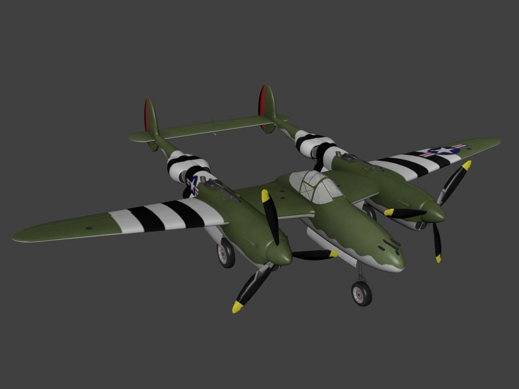 Lockheed P 38 Lightning Free low-poly 3D model_0