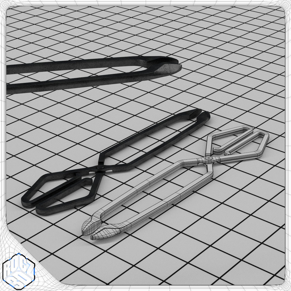 Fireplace Tool Set 3D model_3