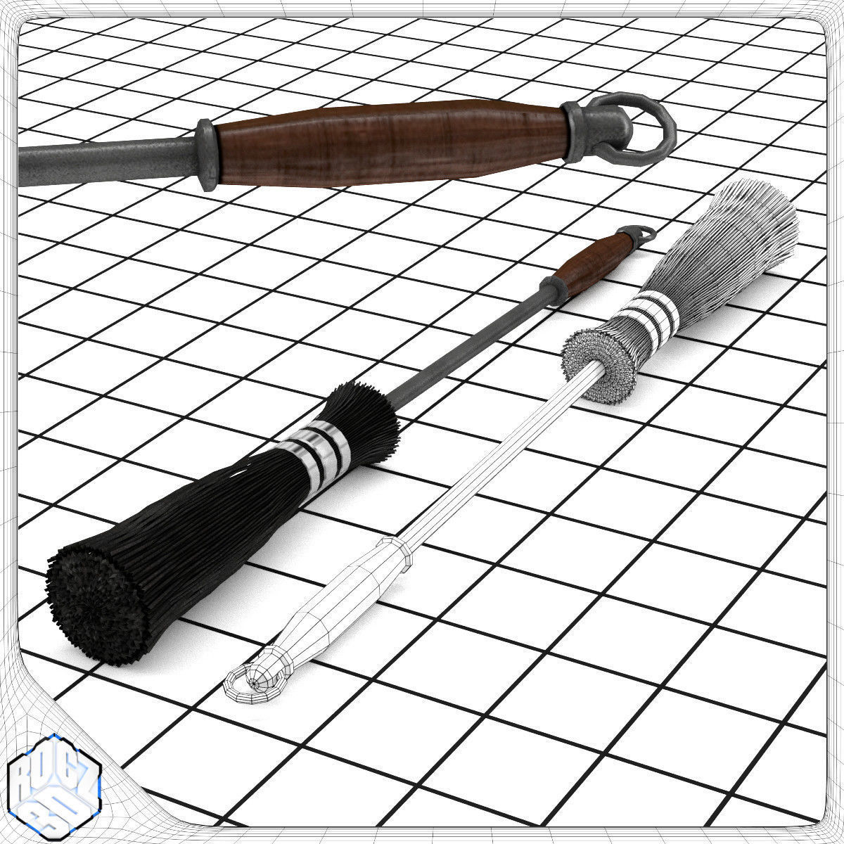 Fireplace Tool Set 3D model_2