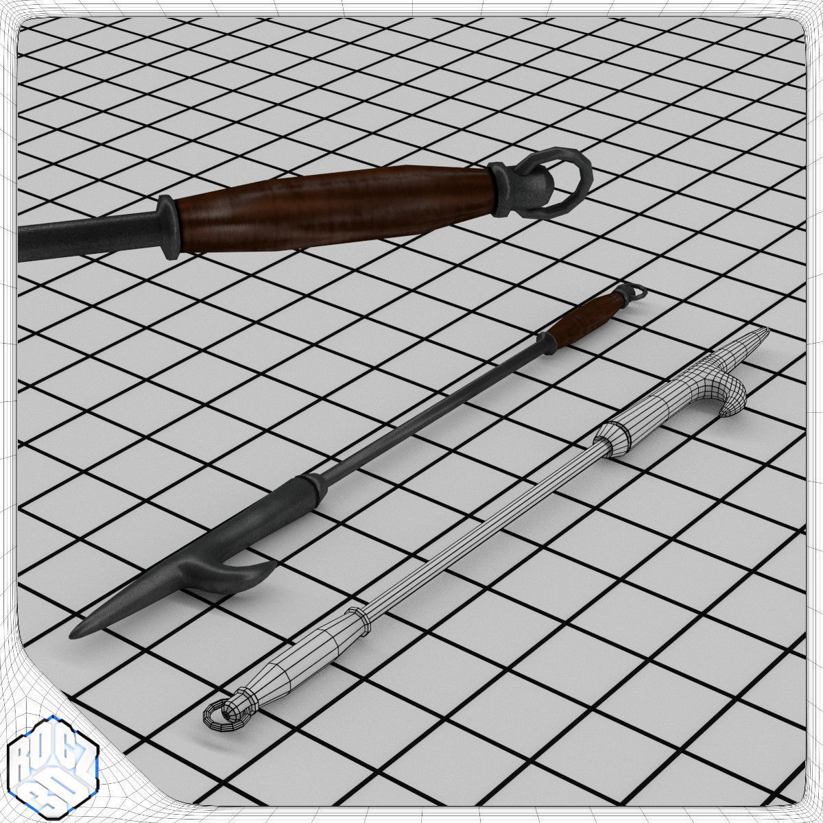 Fireplace Tool Set 3D model_4