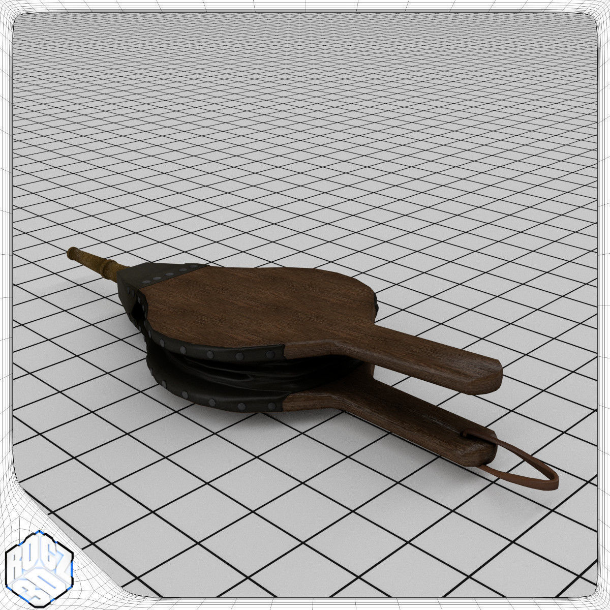 Bellows wooden tool 3D model_1