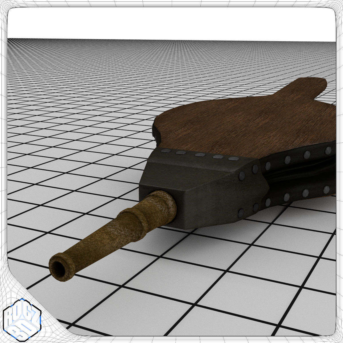 Bellows wooden tool 3D model_2