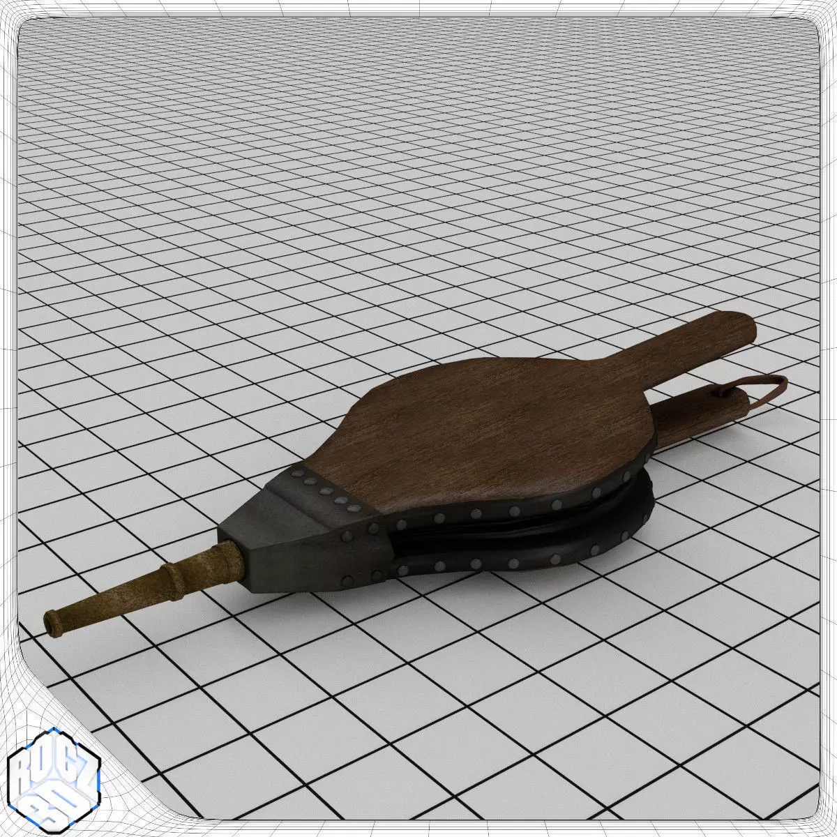 Bellows wooden tool 3D model_0