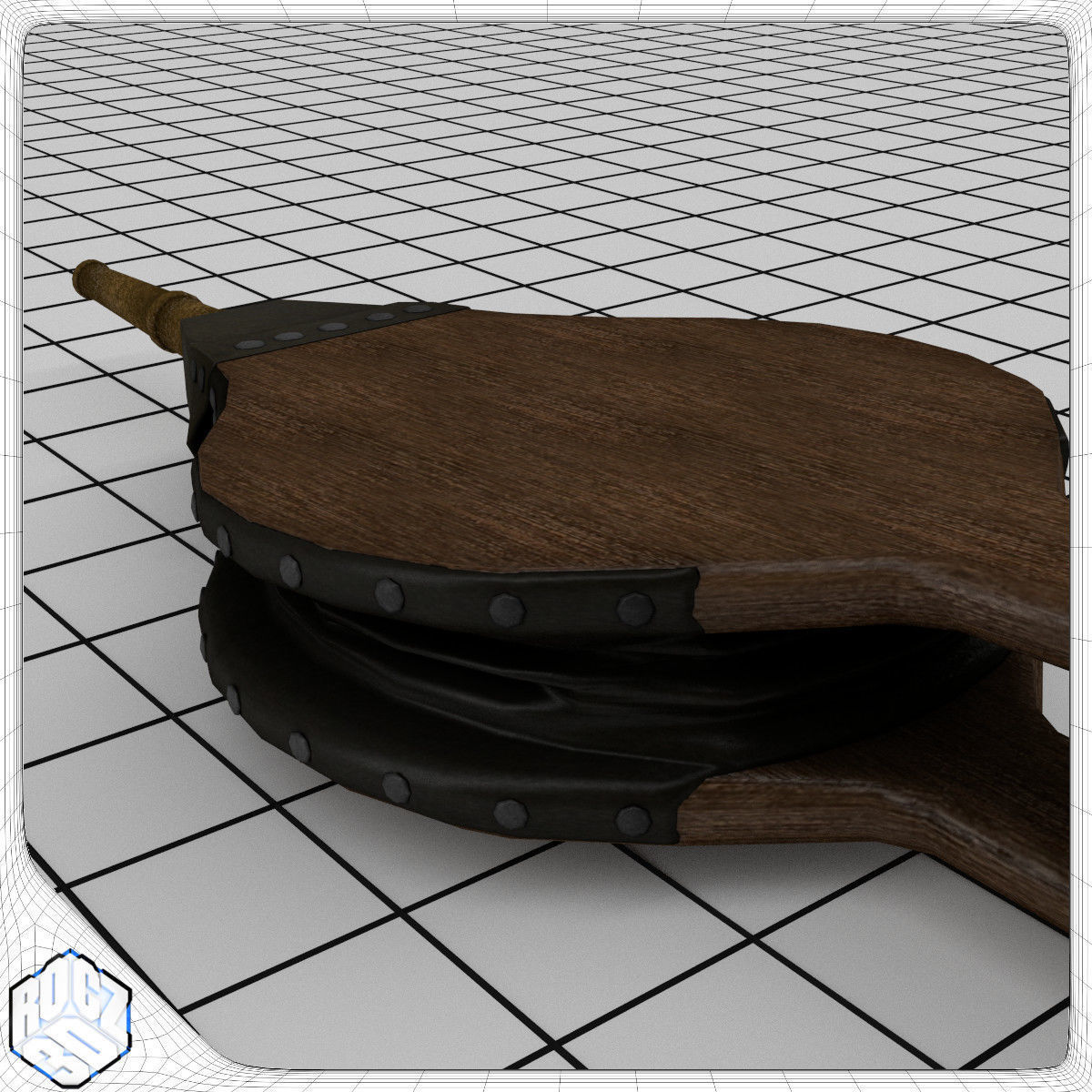 Bellows wooden tool 3D model_3