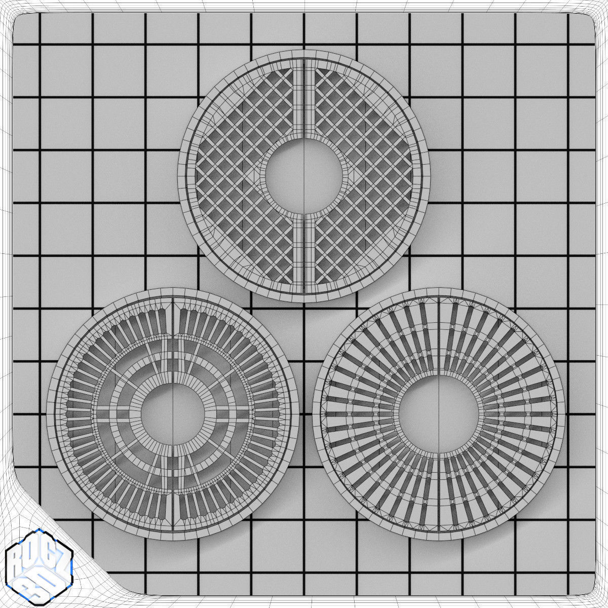 Tree Planter Grate Set 3D model_5
