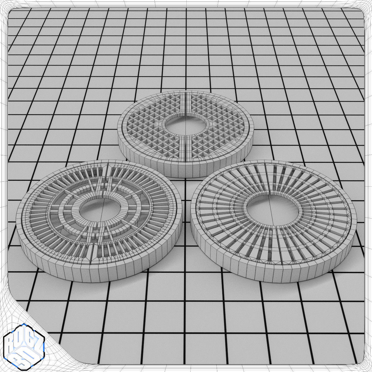Tree Planter Grate Set 3D model_4