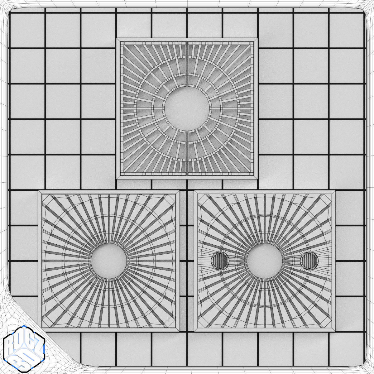 Tree Planter Grate Set 3D model_10