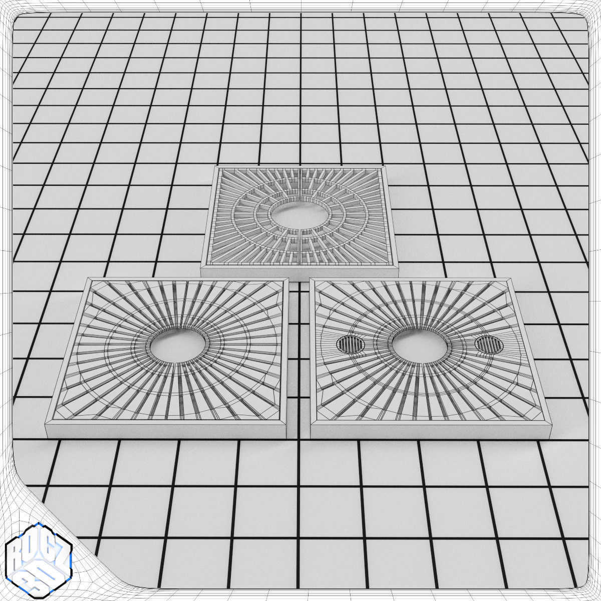 Tree Planter Grate Set 3D model_9