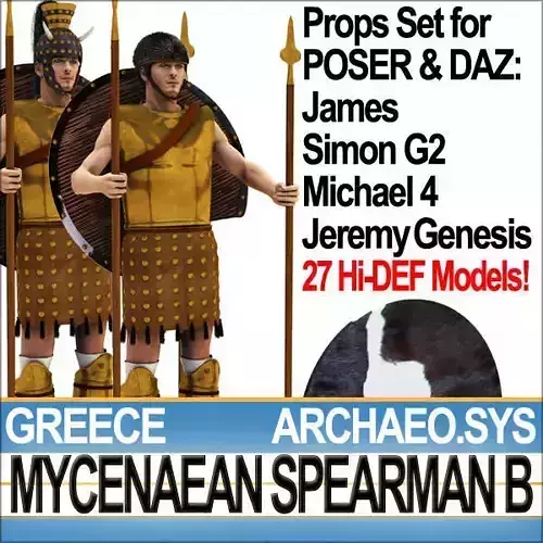 Greek Mycenaean Spearman B Props Poser Daz 3D model