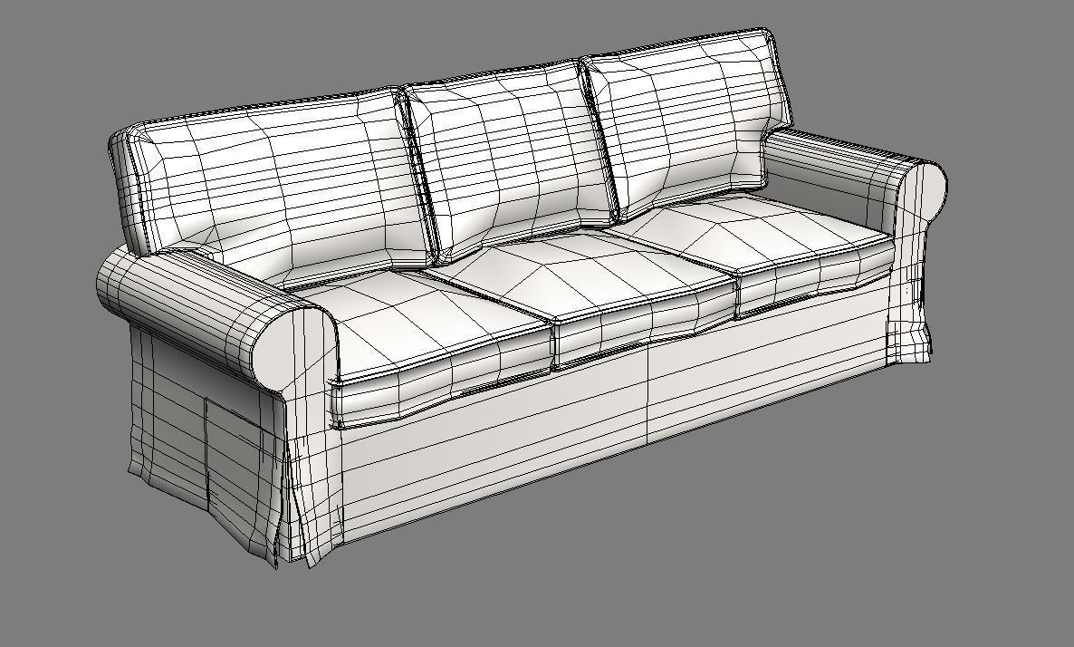 Sofa Chair 3 sides 3D model_9