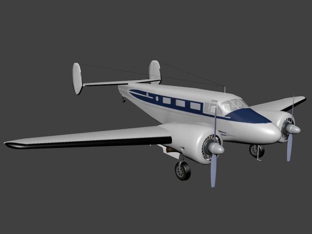 Beechcraft Model 18 Twin Beech Free low-poly 3D model_0