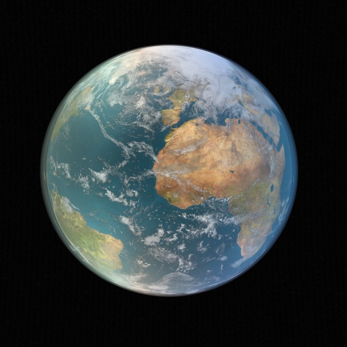 Earth from space - elements furnished 3D model_1