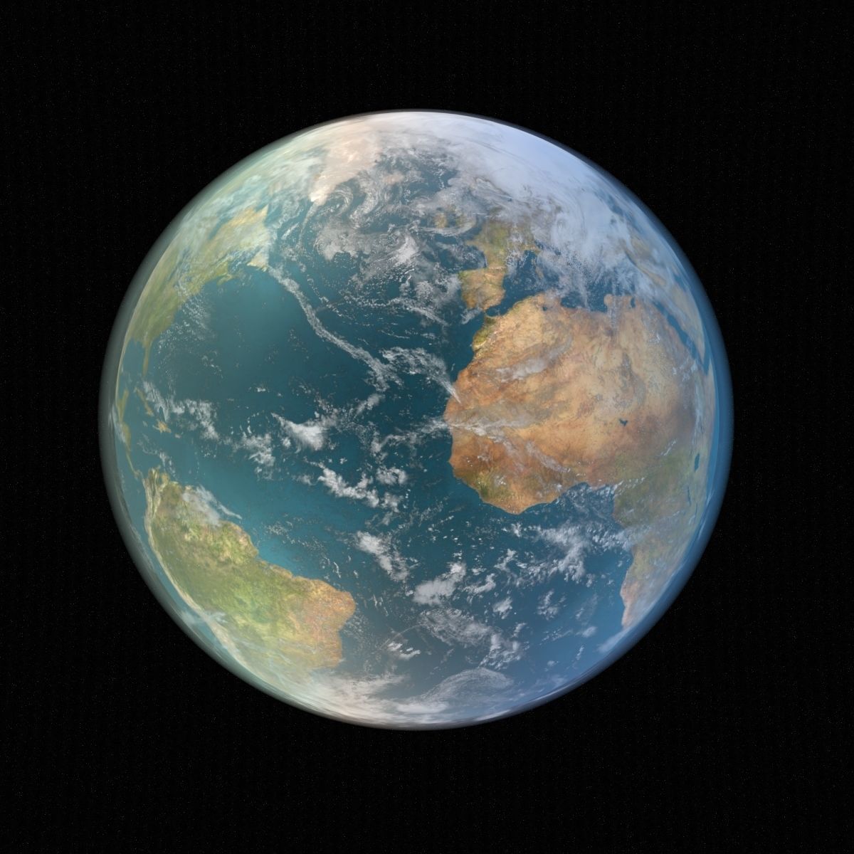Earth from space - elements furnished 3D model_4