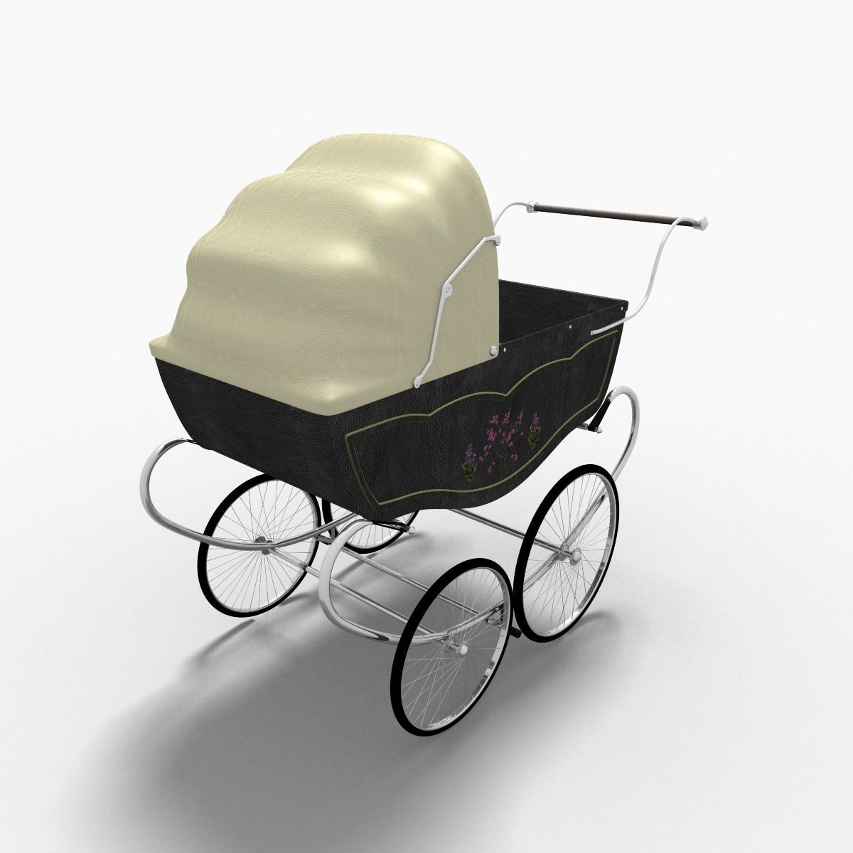 Retro stroller 3D model_7