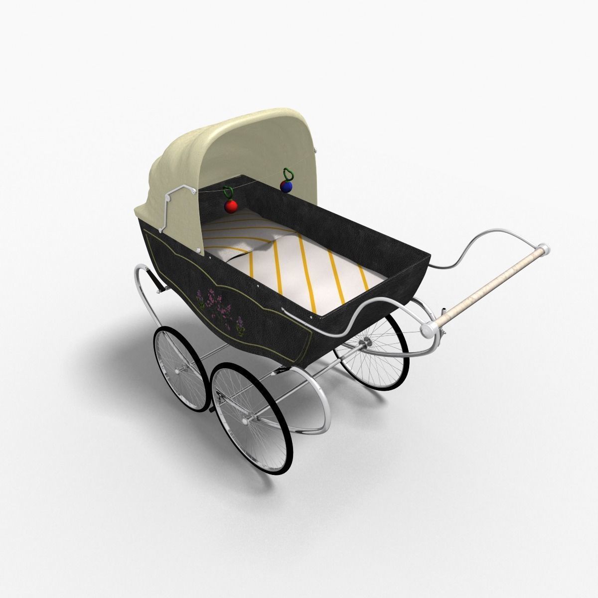 Retro stroller 3D model_3
