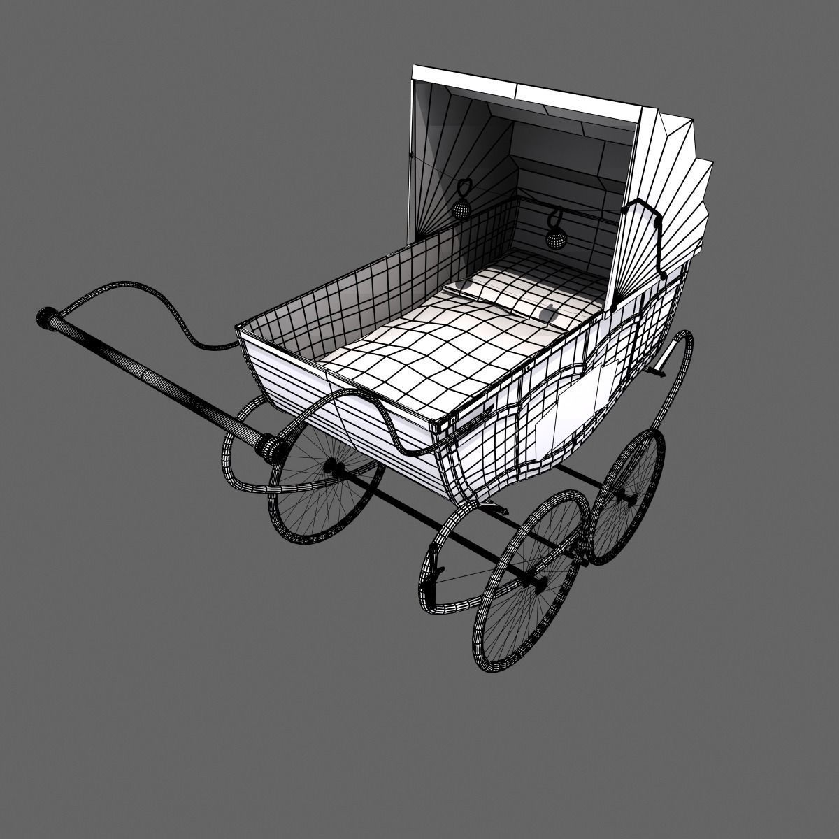 Retro stroller 3D model_11