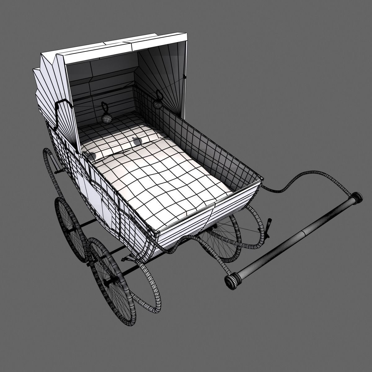 Retro stroller 3D model_1