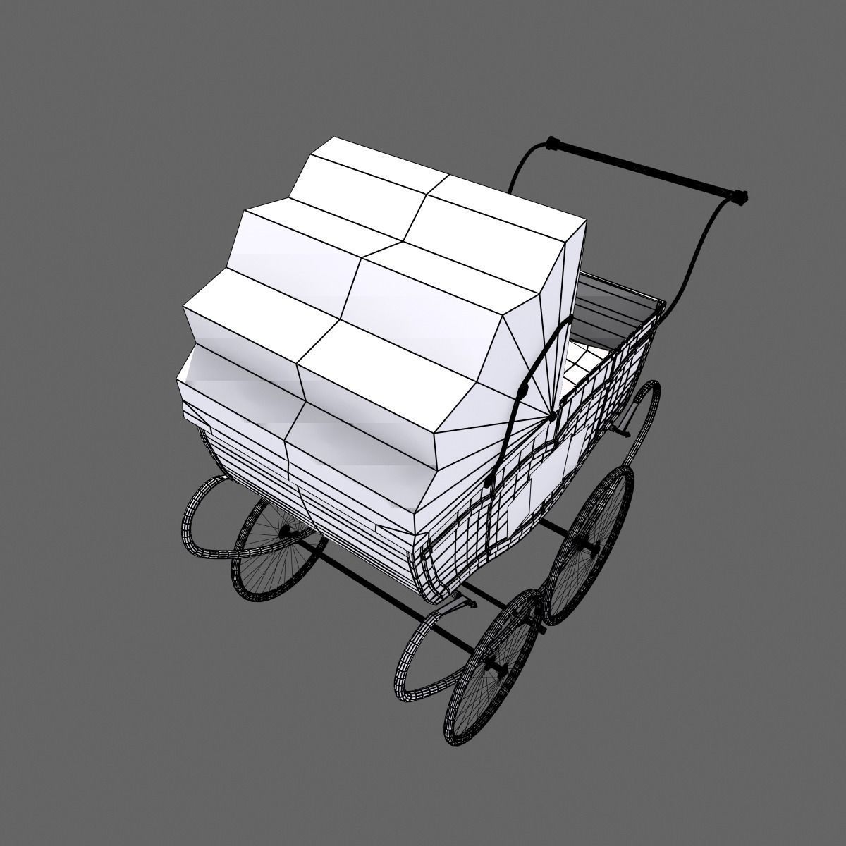 Retro stroller 3D model_9