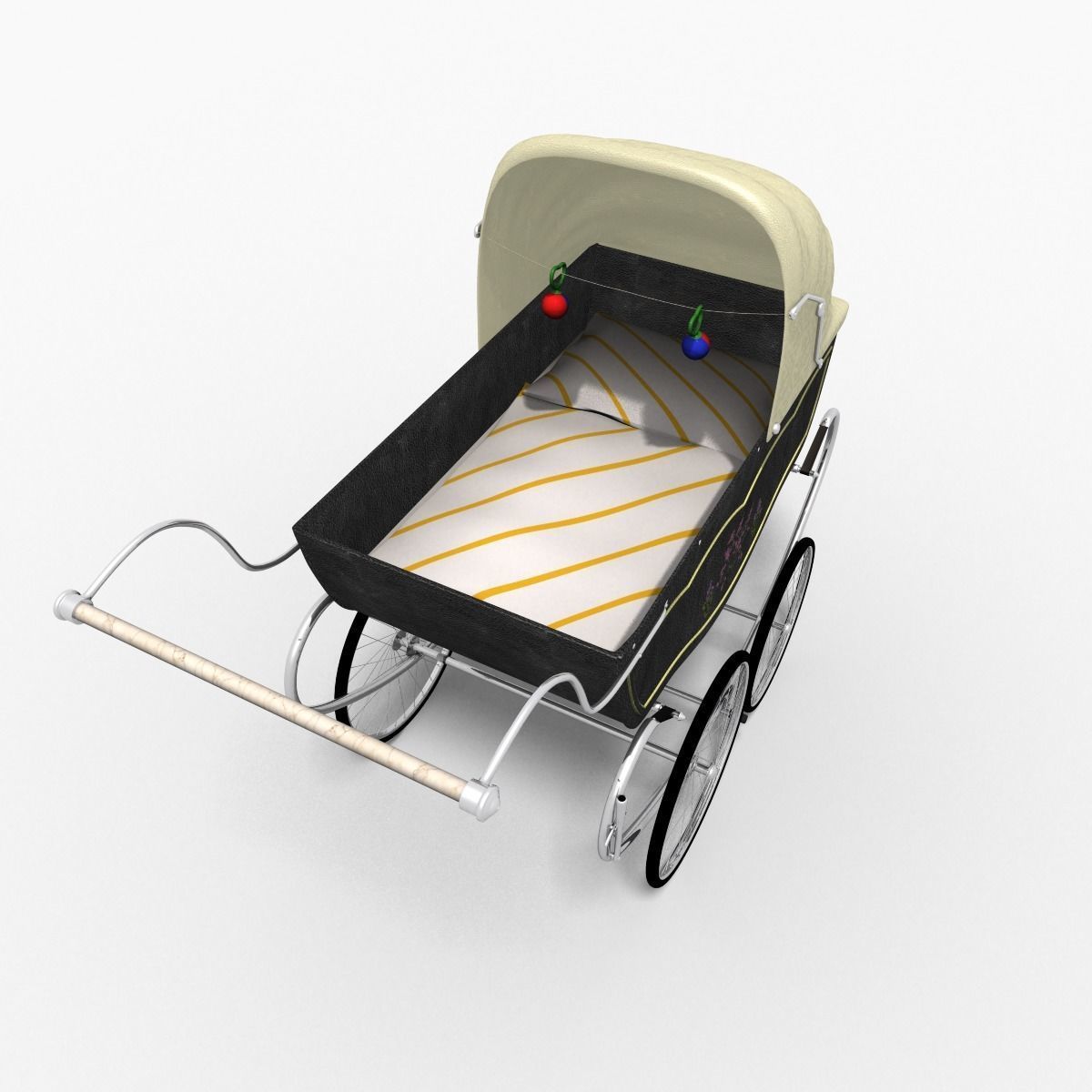 Retro stroller 3D model_2