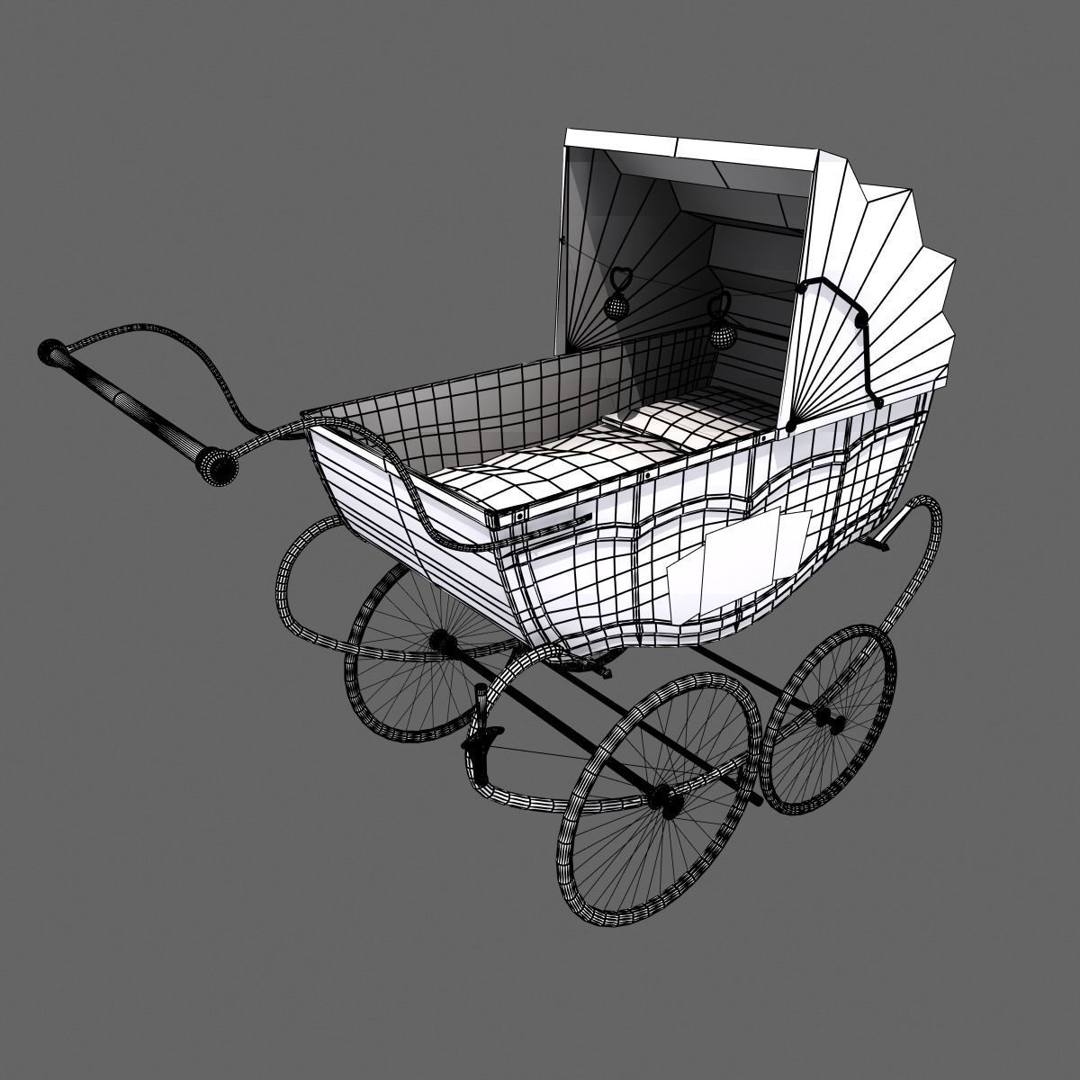 Retro stroller 3D model_16