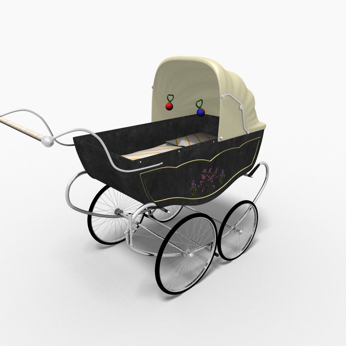 Retro stroller 3D model_4