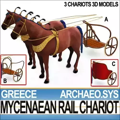 Chariot Greek Mycenaean 3 Rail 1200 BC 3D model