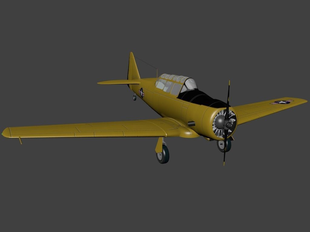 North American Aviation T 6 Texan Free low-poly 3D model_0