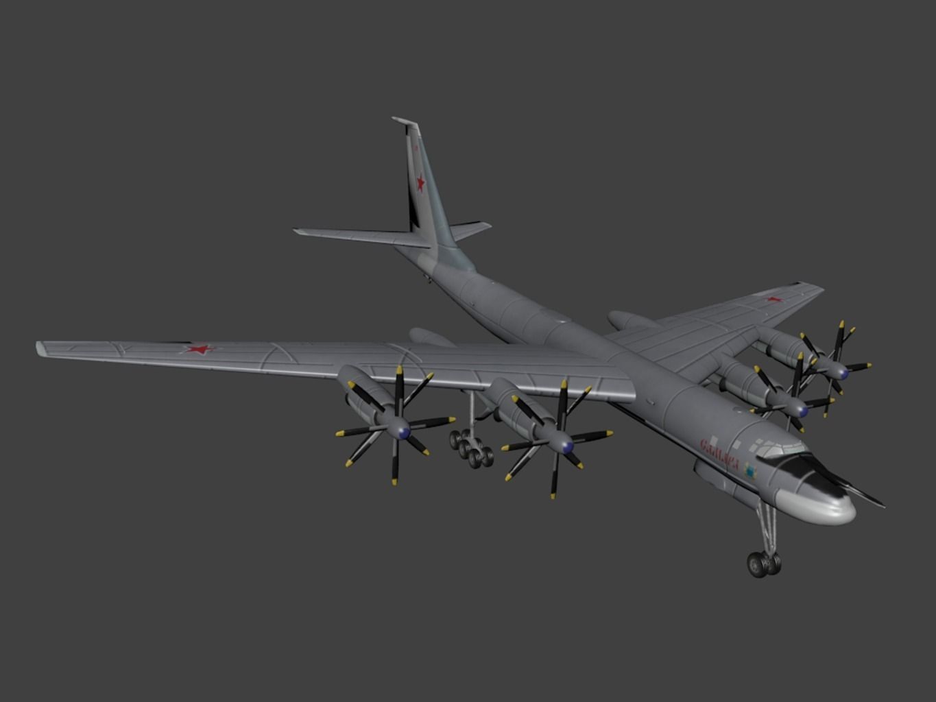 T upolev Tu 95 Bear Free low-poly 3D model_0