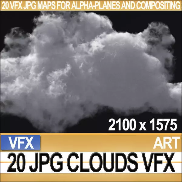 Visual FX 20 JPG Maps Clouds for Alpha-Planes Compositing 3D model_0