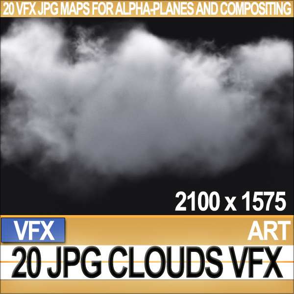Visual FX 20 JPG Maps Clouds for Alpha-Planes Compositing 3D model_3