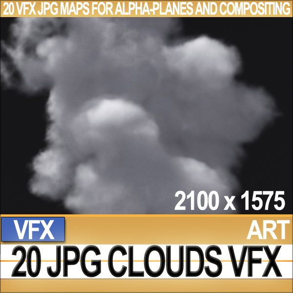 Visual FX 20 JPG Maps Clouds for Alpha-Planes Compositing 3D model_4