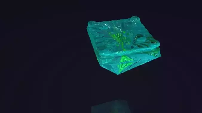 diamond flower in glass container 3D model
