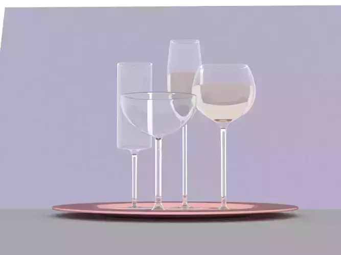 Glasses three wine on plate