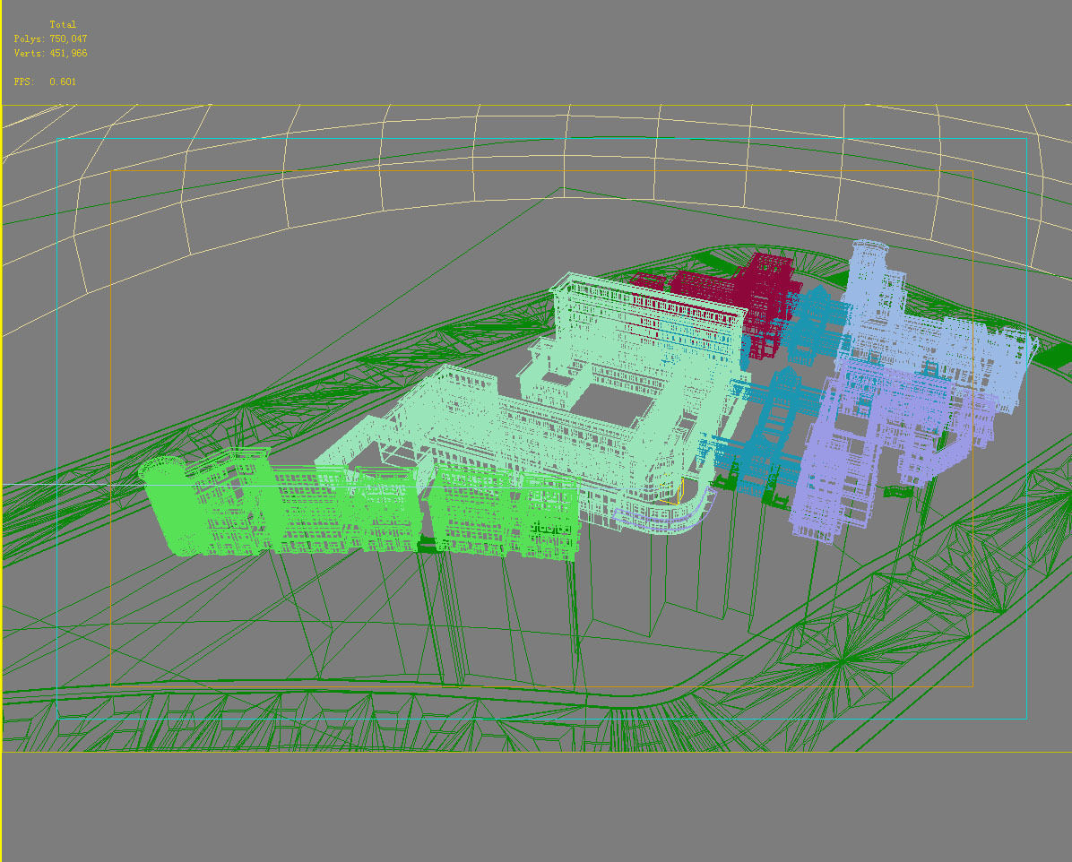 Architecture school building in middle of field 3D model_1