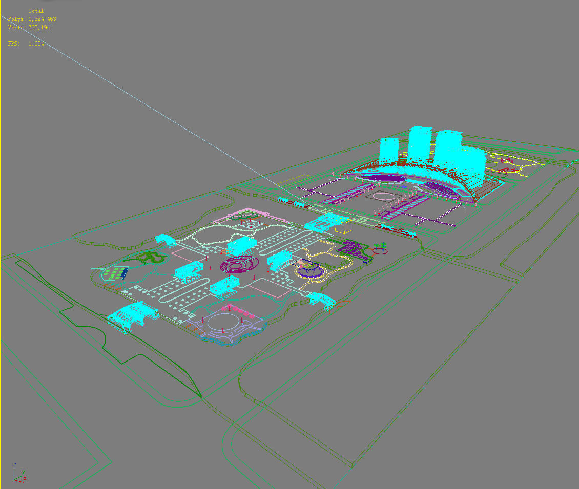 Architecture city with lake and park 3D model_1