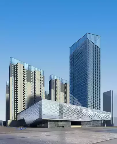 Architecture building with tall glass towers