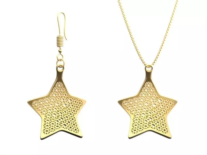 Earring and Necklace star Type 1 3D print model_0