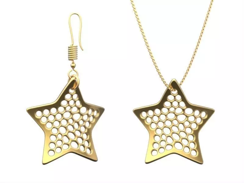 Earring and Necklace star Type 2 3D print model_0