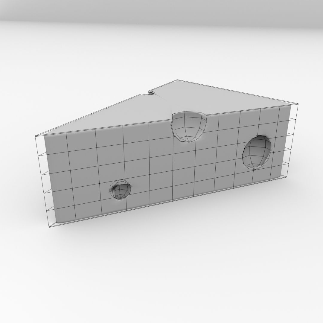 Cheese piece of 3D model_4