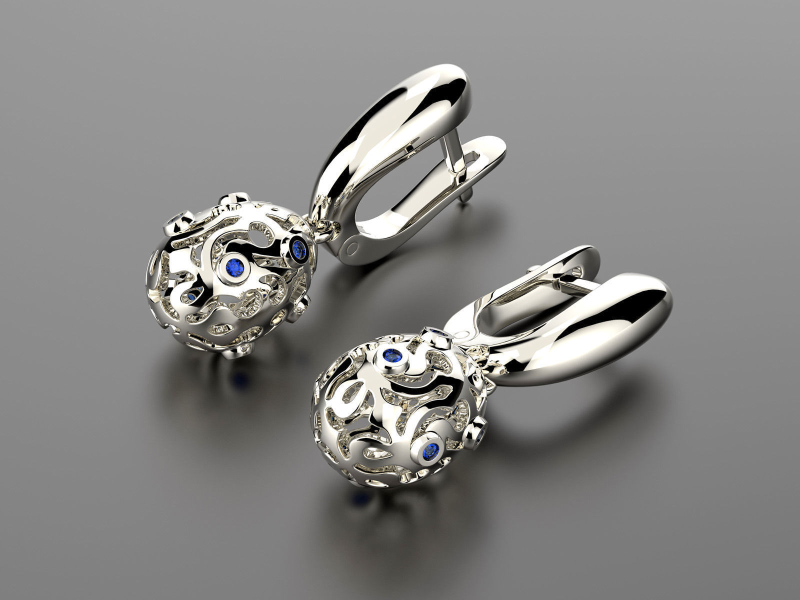 Easter eggs collection earrings set 5 with gems 0140 3D print model_3