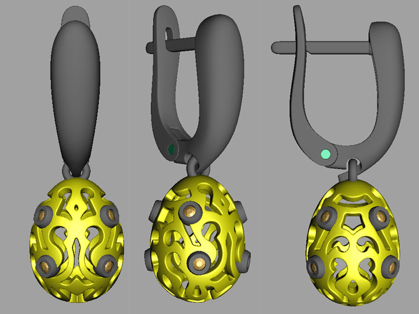 Easter eggs collection earrings set 5 with gems 0140 3D print model_5