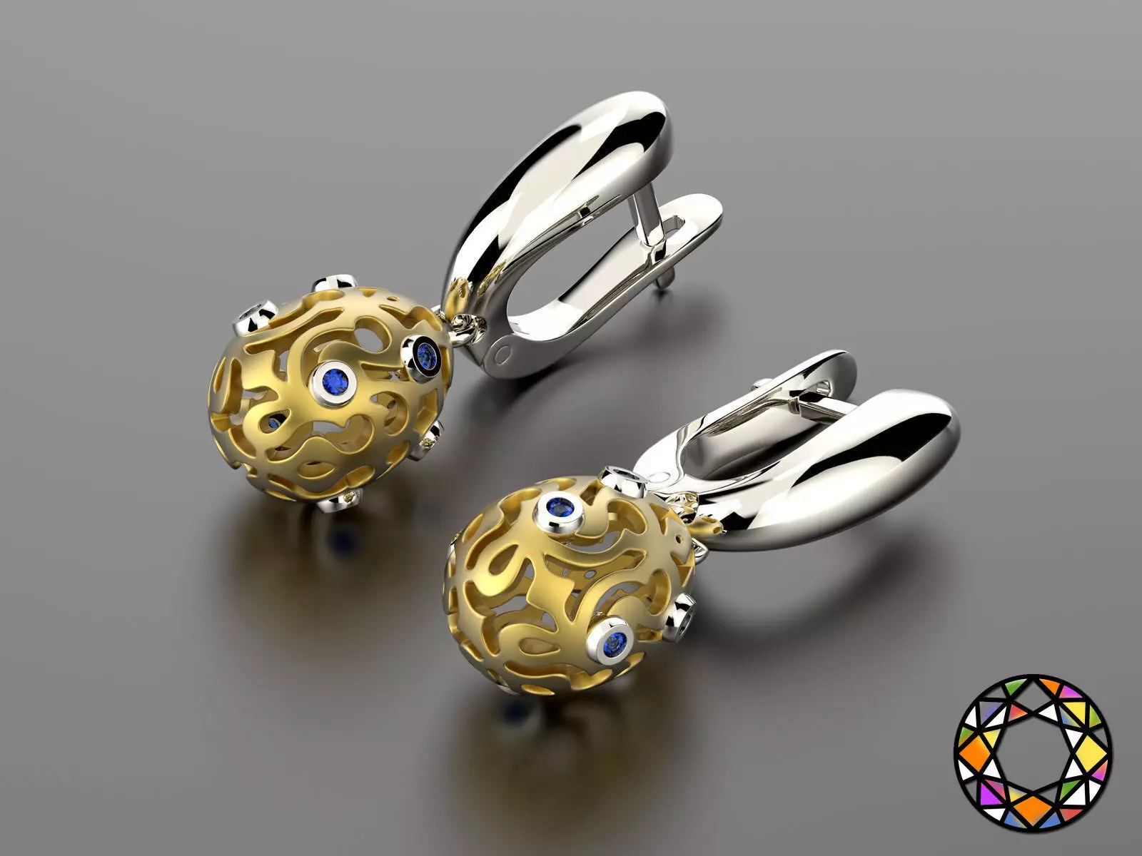 Easter eggs collection earrings set 5 with gems 0140 3D print model_0